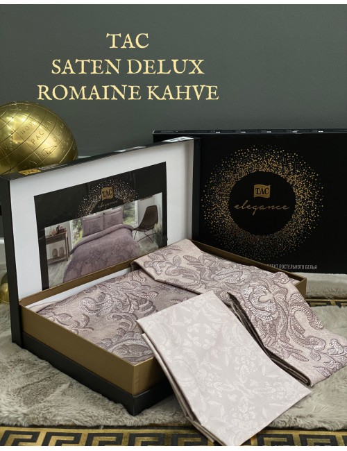 TAC Romaine kahve DELUX SATIN / Постельное белье сатин делюкс евро 